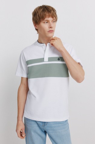 Slim fit polo majica s henley ovratnikom in barvnimi bloki