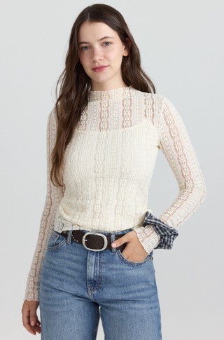 Lace perking neck top