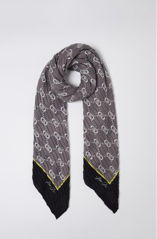 Pleated foulard with jacquard logo