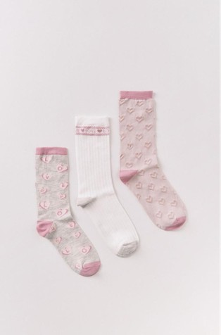 Pack of 3 long heart socks