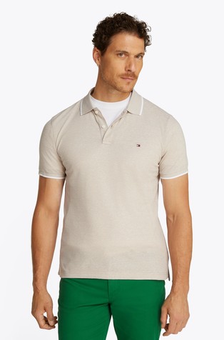 Regular fit polo majica iz piké lanene mešanice