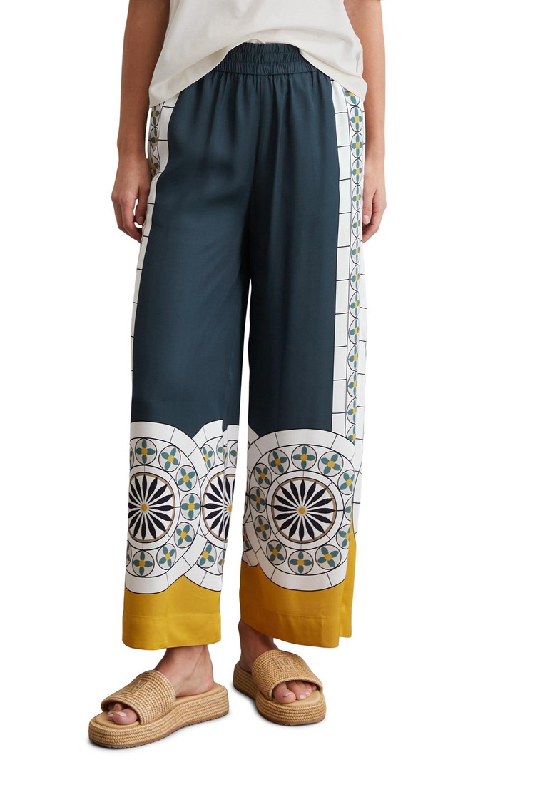 MARC O'POLO Patterned viscose trousers Multi / Muted Blue 