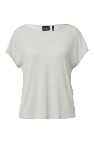 S.OLIVER Relaxed fit T-shirt in glittery viscose-blend White 4