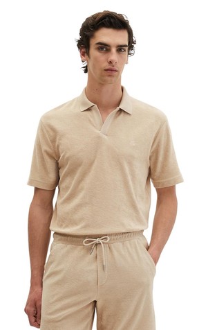 Towelling short-sleeved polo shirt