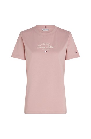 TOMMY HILFIGER Cotton T-shirt with logo print Pink 5