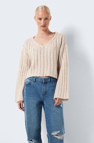 NMNINA V-neck cropped knit pullover