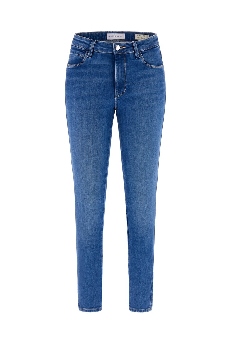 GUESS Slim fit jeans hlače iz bombažne mešanice Modra - Blue 