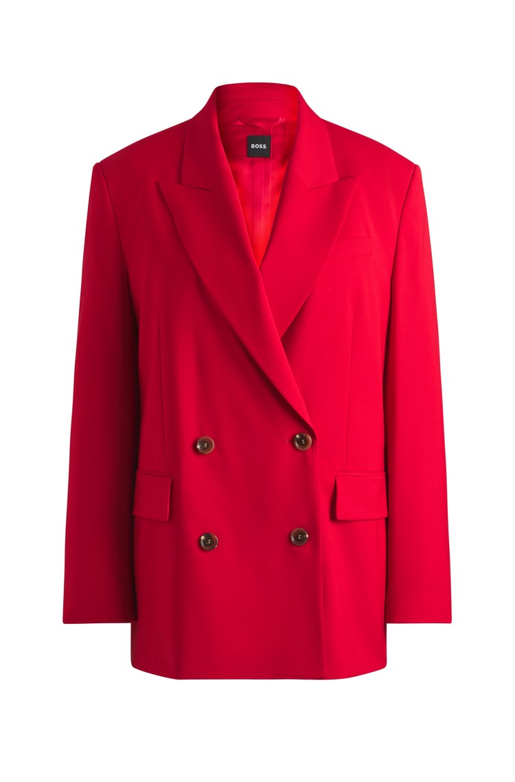 HUGO BOSS Oversized-fit double-breasted blazer in virgin wool Red 