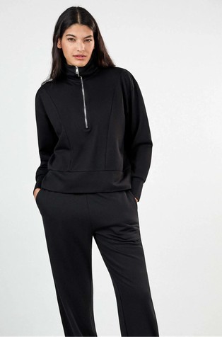 Half-zip sweatshirt in blend with viscose