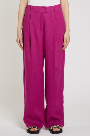 Linen wide-leg trousers with pleats