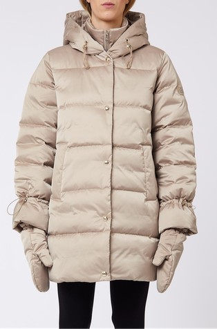 Quilted jacket with hood and matching gloves