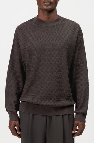 Cotton and wool blend textured jumper