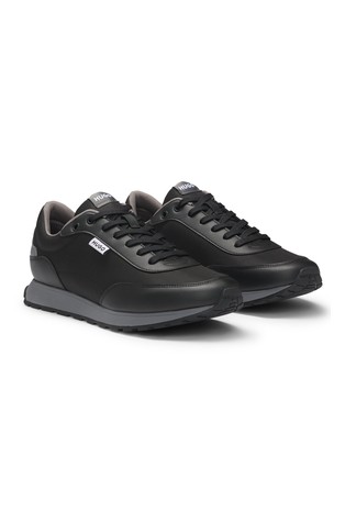 Mixed-material trainers with logo details