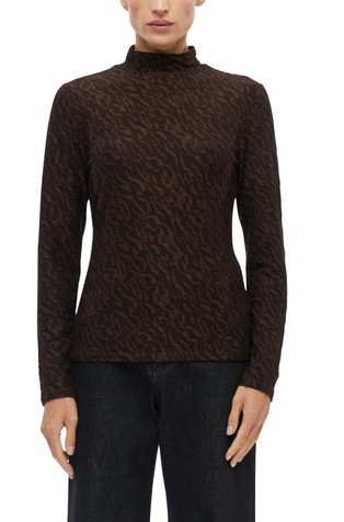 Slim fit majica z dolgimi rokavi in vzorcem