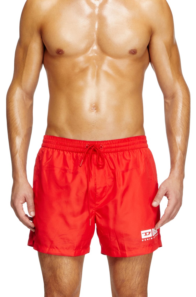 DIESEL Mid-length swim shorts with logo print Red 