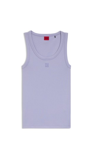 Rebrasta majica brez rokavov z zloženim logotipom