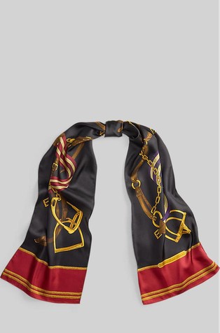 Belting-Print Colour-Blocked Silk Scarf