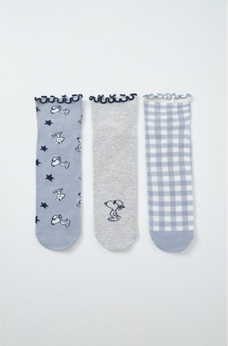 Snoopy print 3-pack ankle socks