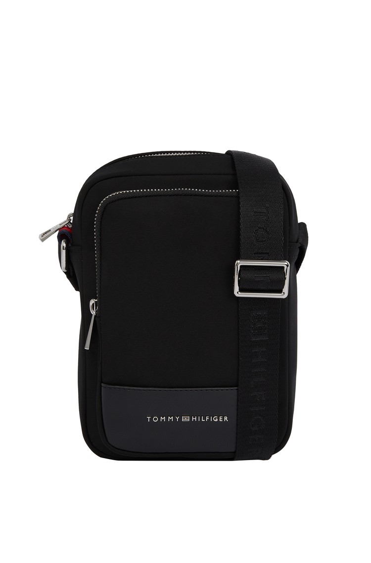 TOMMY HILFIGER TH Business torba za čez ramo s kovinskim logotipom Črna - Black 
