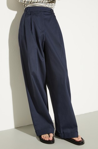 Wide-leg gabardine trousers