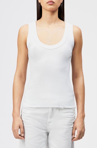 Rebrasta bombažna majica brez rokavov