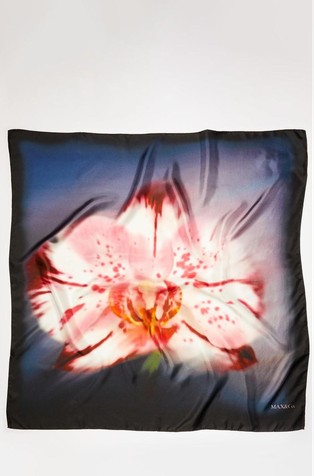 Silk twill scarf with floral print