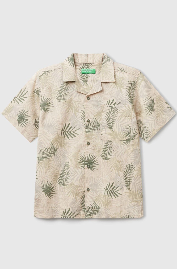 BENETTON Tropical print shirt Beige 