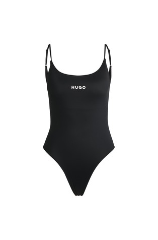 Logo-print swimsuit with removable pads