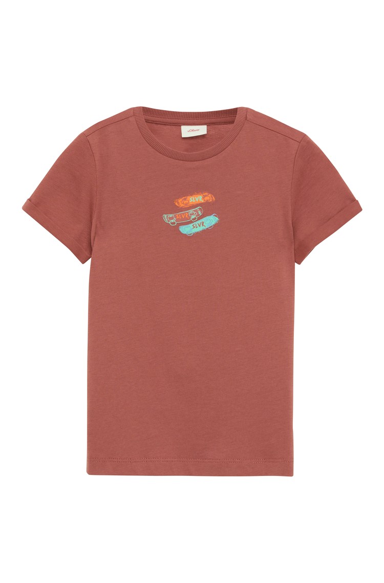 S.OLIVER Cotton T-shirt with a print on the front and back Red 