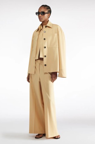 Wide leg wool trousers