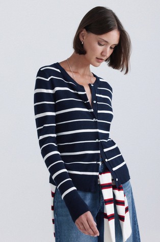 Striped knit cardigan
