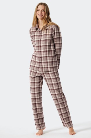 Sleep&Lounge - Long flannel pajamas with checked pattern
