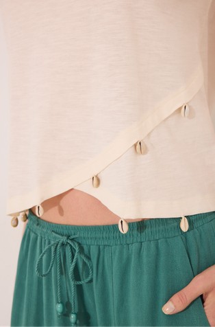 WOMEN'SECRET Cotton T-shirt with shells Ivory 5