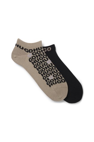 Two-pack of cotton-blend ankle socks with logos