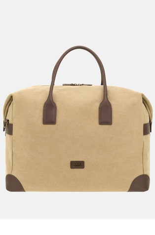 Platnena potovalna torba z usnjenimi detajli