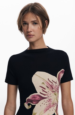 DESIGUAL Stretch viscose dress with print Black 4