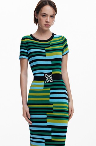 DESIGUAL Zalio elastičen pas z metuljem Črna - Black 4