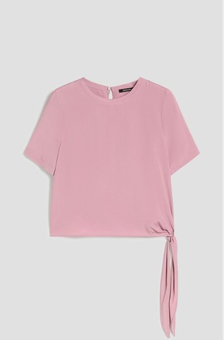 Majica s kratkimi rokavi in stranskim zavezovanjem