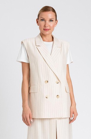 Striped viscose double-breasted vest