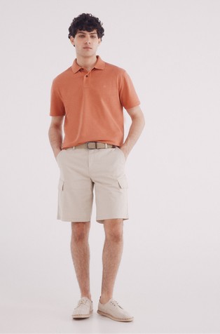 SPRINGFIELD Regular fit piké polo majica s kratkimi rokavi Oranžna - Orange 5