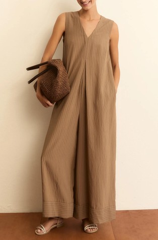 Ohlapen kombinezon brez rokavov iz viskozne mešanice