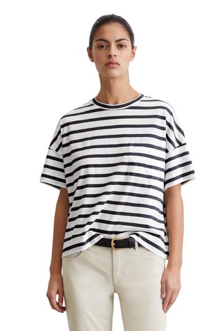 Relaxed striped T-shirt made from lightweight single jersey