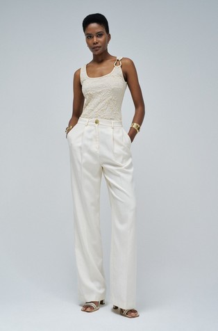 SALSA JEANS Textured lurex top with metallic detail Beige 4