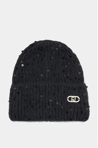 Wool-blend beanie with sequins