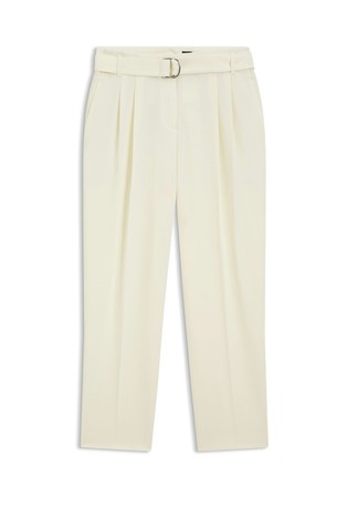 Tapered-fit trousers in crepe with belt