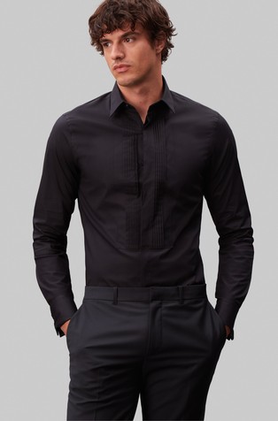 Slim fit srajca s plisiranim vstavkom
