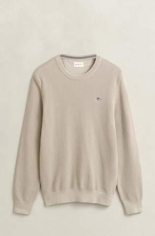 Textured Cotton Crew Neck Sweater