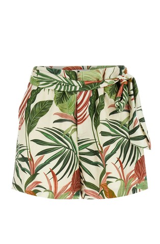 Linen-blend shorts with belt