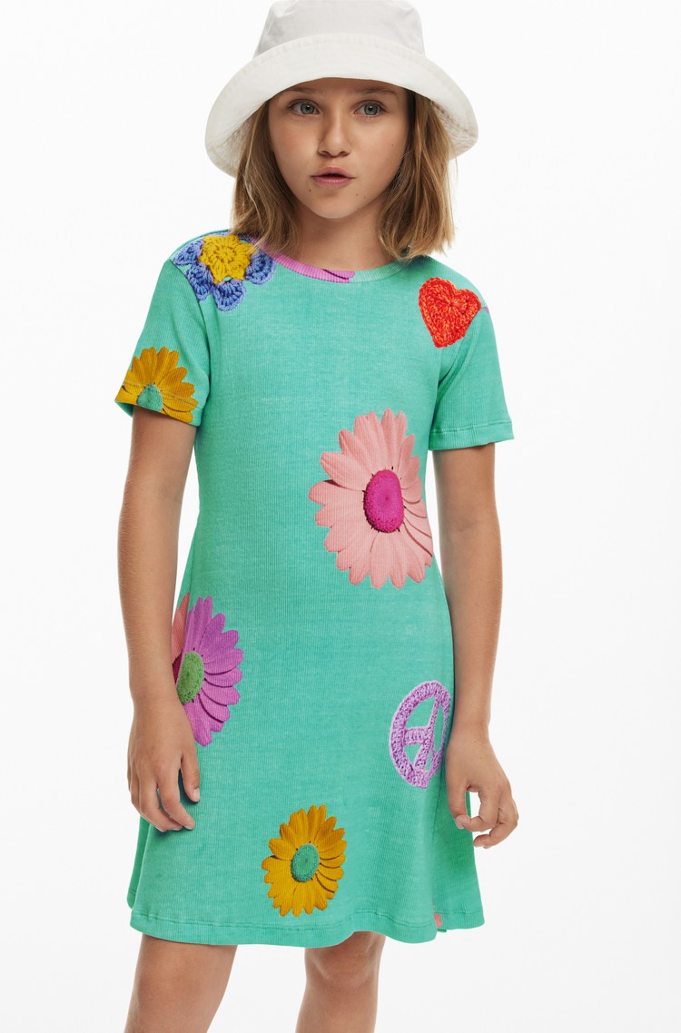 DESIGUAL Obleka s potiskom Modra - Blue / Multi 