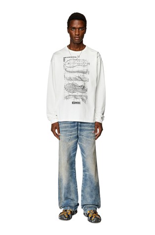DIESEL Long-sleeve T-shirt with Prototype print White 3